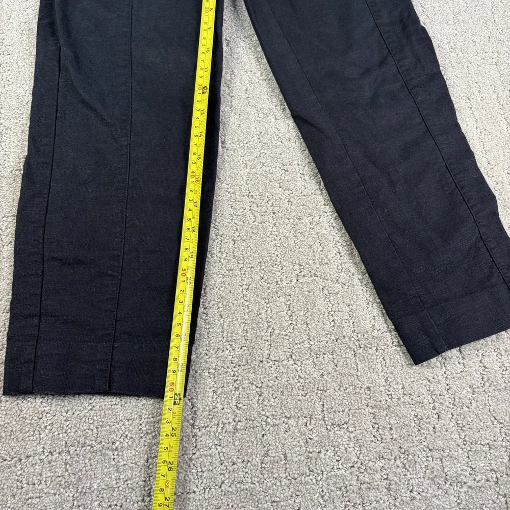 Aritzia Wilfred Paperbag Waist Pants Size 0 Black Cotton Linen Blend Cropped Tie